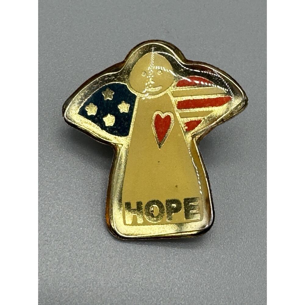 Angel‎ Hope USA Flag Red Heart Pin Lapel Enamel Collectible